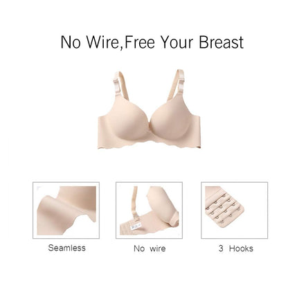 Pack of 5,Women Comfort No Wire Bras Seamless No Show Bra Pack