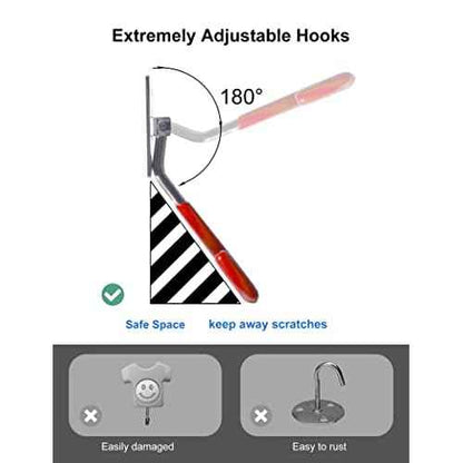 HAISHINE Garage Hooks, 8 Pack Adjustable Hooks for Wall Storage, Stainless Steel Heavy-Duty Utility Hooks with Anti-Slip Coating Organizing for Chainsaws, Bike, Garden Tools(Screws and Dowels Include)