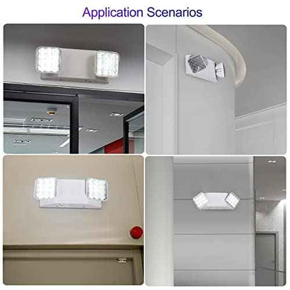 CM MZY Emergency Lights with Battery Backup,Commercial Emergency Light,Two Adjustable LED Light Head Emergency Lighting Fixtures,120-277V AC, UL Certified,2 Pack