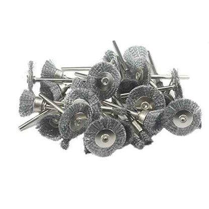 ?????????????? 30 Pcs Wire Brush Wheel, 1/8 Inch Shank Coarse Crimped Steel Wire Brushes Kits for Dremel Rotary Tool (Silver)