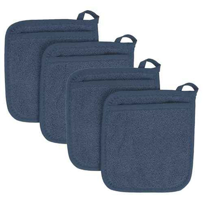 RITZ Terry Pocket Mitt & Hot Pad: Unparalleled Heat Resistant, Durable 100% Cotton ? Ergonomically Designed for Optimal Grip ? Easy-Care Machine Washable ? 4-Pack, Midnight