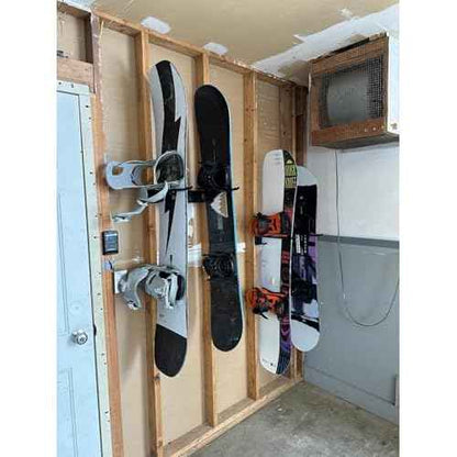 Wall Mount Ski Storage Rack,Garage Snowboard Storage Organizer 4 Pairs Metal Hooks Indoor Outdoor System Organization (Black 1pack)