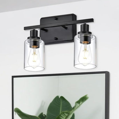 2-Light Bathroom Light Fixtures,Modern Black Bathroom Vanity Light,Bathroom Lighting Fixtures Over Mirror,Black Wall Lamp for Bedroom,Wall Lights for Living Room,Hallway