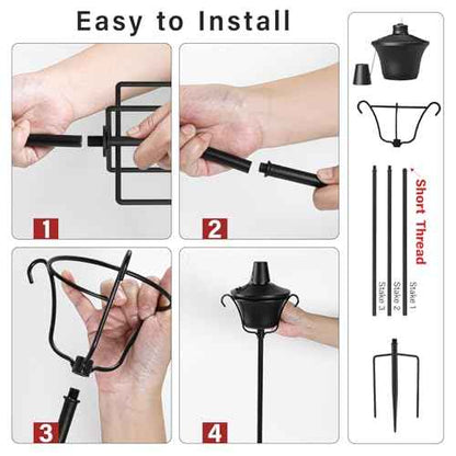 6 Pack Outdoor Garden Torch, 15 oz Outdoor Citronella Torches, 58 Inch 5-Prong Grounded Stake Torches, Metal Torches with Fiberglass Wick for Yard, Patio, Deck, Garden, Party, Landscape