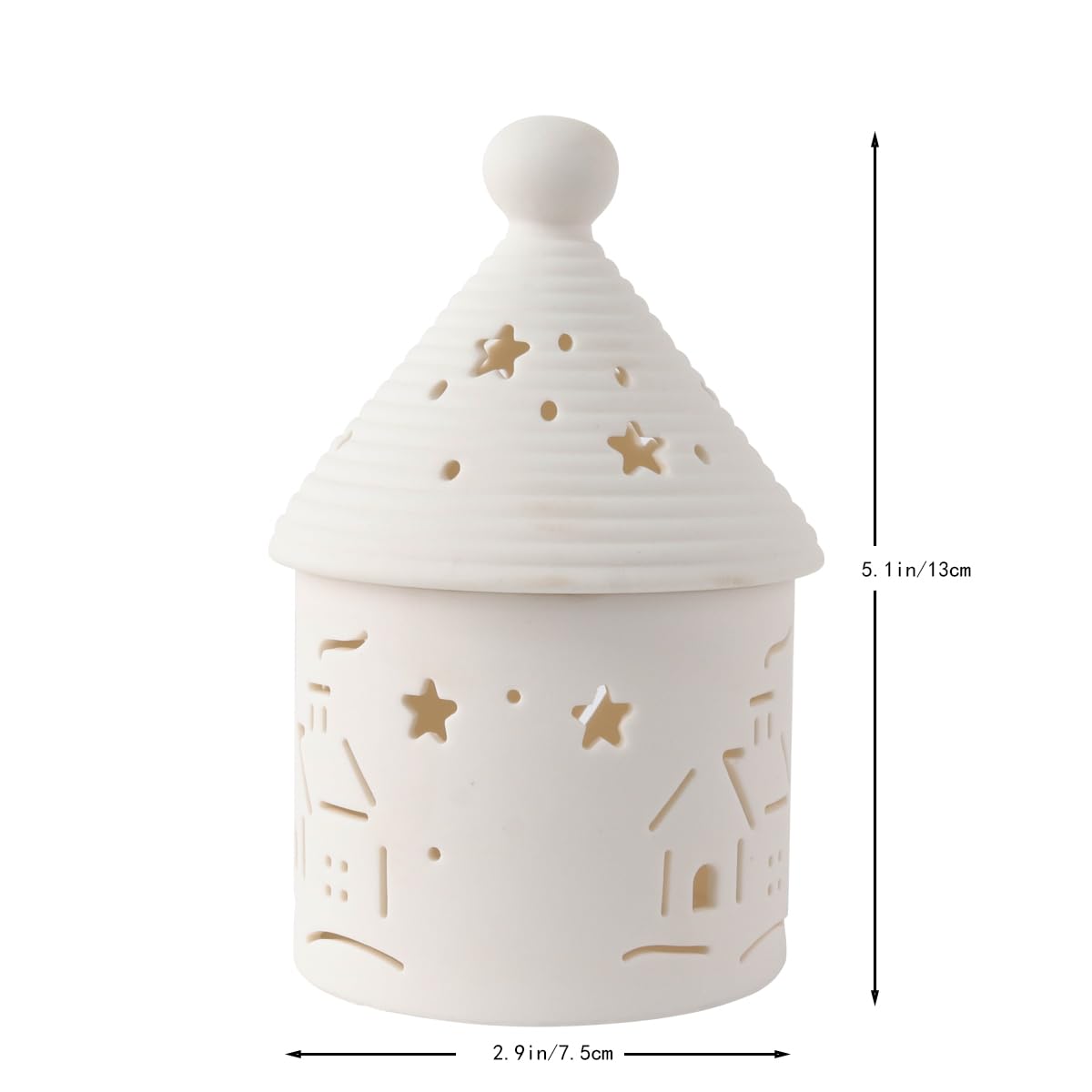 Ceramic House Christmas Decoration Tealight Holder Handmade Candle Holder Matt White for Mantel Windows Decoration