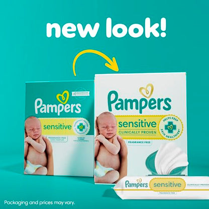 Pampers Sensitive Baby Wipes, Water Based, Hypoallergenic and Unscented, 8 Flip-Top Packs, 4 Refill Packs (1008 Wipes Total)