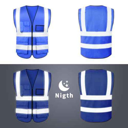 Safety Vests,Hi Vis Vest Reflective Vest with 5 Pockets and Zipper for Men Women, Neon Working Vest for Outdoor One Size