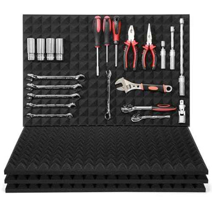 AIRTOON 4PCS Trap Mat Universal Tool Drawer Liners, Heavy Duty Toolbox Drawer Liners, Rolling Tool Chest Liner Foam, Non-Slip Organizer Liner for Toolbox, Cart, Work Bench, 23.62 x 15.75 Inches