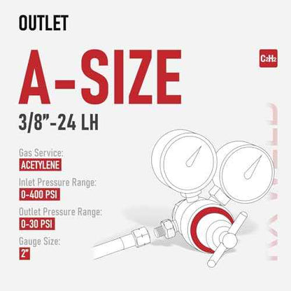 RX WELD Light Duty Oxygen Acetylene Regulator Set, CGA-540 Oxygen/CGA-200 Acetylene (For Small MC Tanks), Outlet 3/8"-24 A-Size