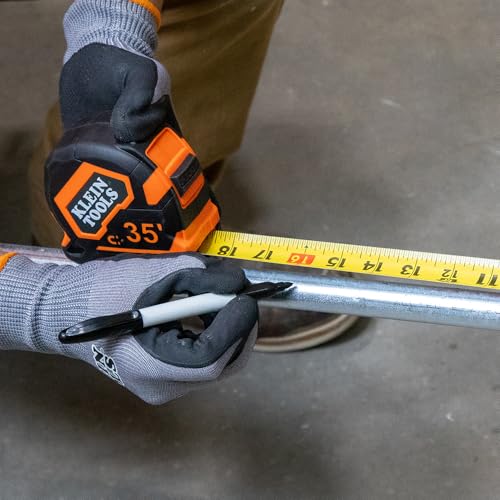 Klein Tools 9235 Tape Measure, Heavy-Duty Magnetic Measuring Tape with 35-Foot Double-Hook Double-Sided Nylon Reinforced Blade, with Metal Belt Clip