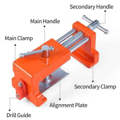 2 Pack Cabinet Clamps with Protective Case & Drill Bit - Heavy Duty Face Frame Clamps for Woodworking, Cabinetry, DIY - Orange Alignment Claw Clamp (Includes Extended Drill Bit)