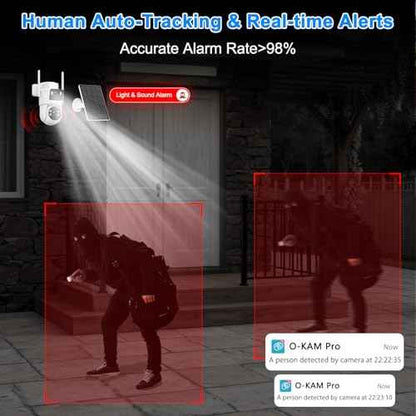 4K Solar Security Cameras Wireless Outdoor, 5GHz/2.4GHz WiFi Cameras for Home Security with Dual Lens, Siren, Human Auto Tracking, Color Night Vision, 2-Way Talk, IP66