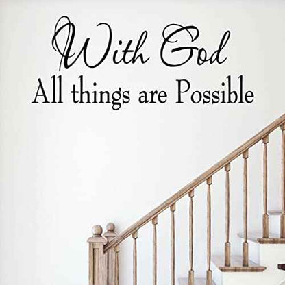 with God All Things are Possible Faith Wall Decals Religious Quotes Family Scripture Home D?cor Christian Vinyl Wall Art