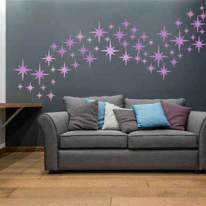 ELANE Acrylic Mirror Wall Stickers - Star Decor for Walls, Bathroom (Purple)
