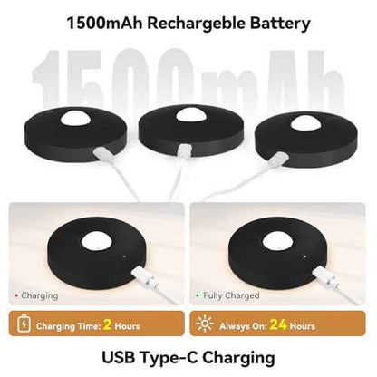 Rechargeable Puck Lights with Remote, 12 Pack Magnetic Under Cabinet Lighting, 1500mAh Battery Operated LED Tap Lights with Dimmer & Timmer for Kitchen, Closet, Shelf - 3 Color Temps & 12 RGB, Black