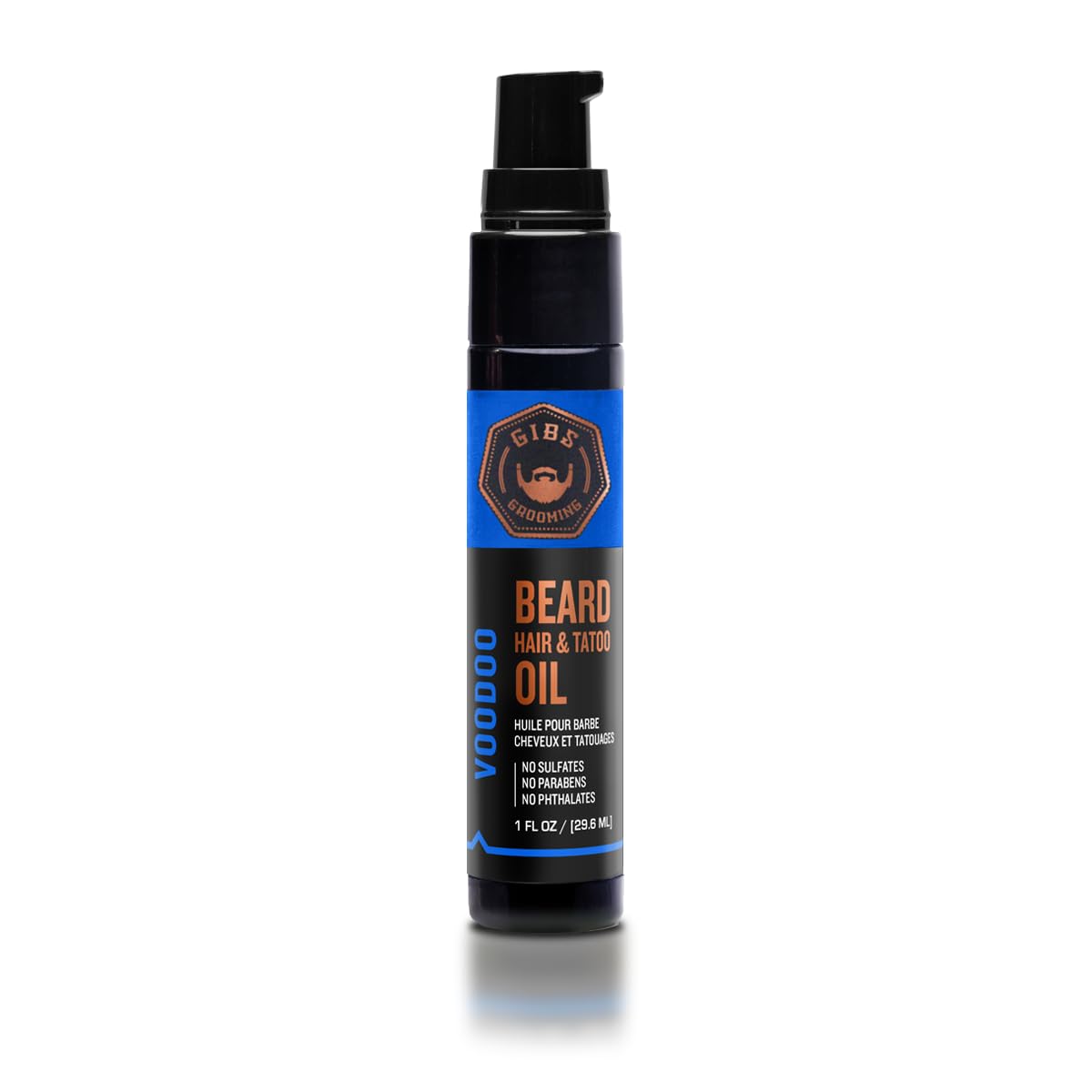 GIBS Beard, Hair & Tattoo Oil - Softens & Strengthens Beard Growth, Moisturizes Skin (4 Scents, 2 Sizes)