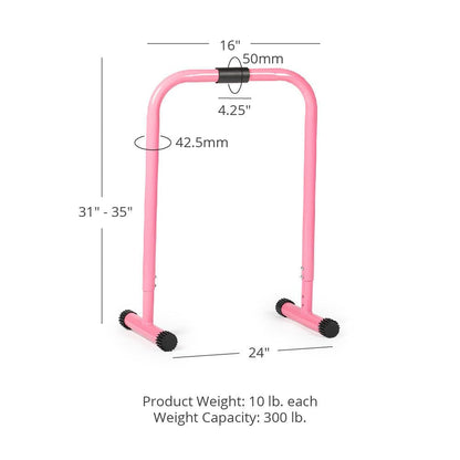 Titan Fitness Pink Dip Stand Station, Adjustable Height Upper Body Stabilizer Parallettes, Rated 300 LB for Tricep Dips, Pull-Ups, Push-Ups, L-Sits
