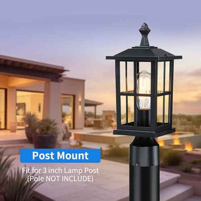3 Inch Post Lights Outdoor Hard Wired 2Pack, Waterproof Outside Lamp Posts Outdoor Lighting Fixtures Pier Mount, Electric Black Aluminum Pillar Lights for Gate Patio Garden, Bulb Not Included