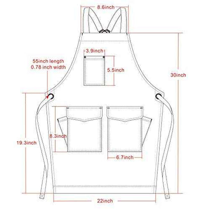 Jeanerlor - Cotton Denim Apron with Pockets Cooking Kitchen Hairdressing Aprons for Women & Men 2 Size