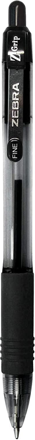 Zebra Z-grip Ballpoint Pens - Black Retractable Fine Point 0.7mm, Pack of 40