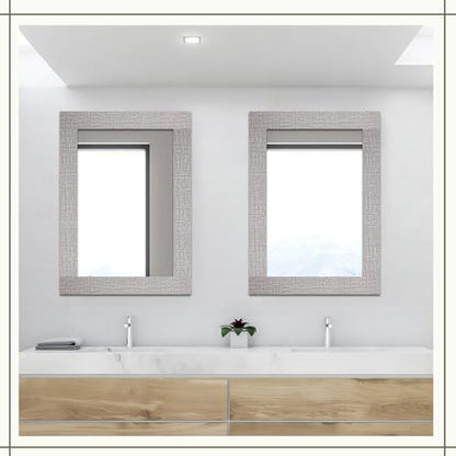 15M Gray Linen Border Wall Decor Peel & Stick Removable PVC Waterproof Bathroom Mirror Frame Border Kitchen Sticker Trim 49 ft x 4"