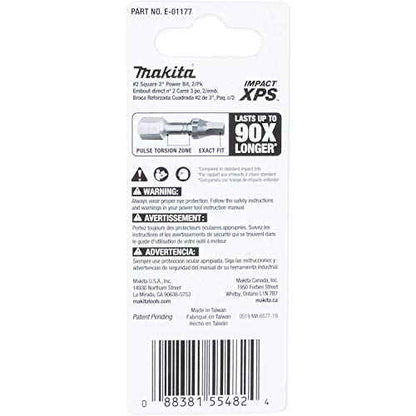 Makita E-01177 Impact XPS¢â #2 Square 3" Power Bit, 2/pk