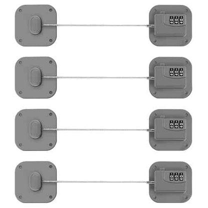 Refrigerator Lock, Heavy Duty Fridge Lock, Combination Lock for Refrigerator Cabinets, Drawers, Safety, Easy Install No Keys Needed (Grey-4Pack)