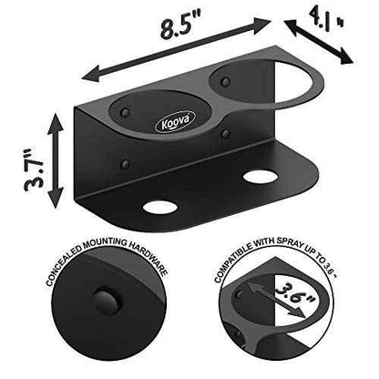 Koova 2 All-Purpose Spray Bottle Holder | Easy Install Wall Mount Hardware Included | Heavy-Duty Powder Coated Steel Storage Rack for Garage And Home | Craft Workspace Paint Bottle Organizer USA Made