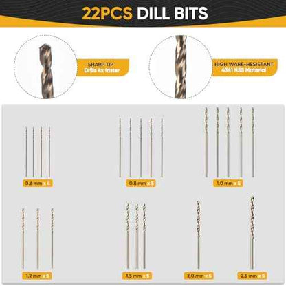 Pin Vise Hand Drill Manual with 22pcs Micro Drill Bits Set£¨0.6mm-2.5mm£©Professional Rotary Craft Mini Drills for Jewelry Making Supplies Resin Wood Plastic Miniature