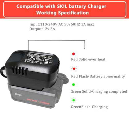 for SKIL 12V Fast Lithium Ion Battery Charger for 12V 3A Battery QC535701
