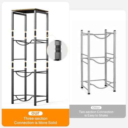 Dirza 5 Gallon Water Bottle Jug Holder with Top Shelf, 3-Tier Heavy Duty Water Storage Rack, Dispenser Stand Organizer for Kitchen Office Brown