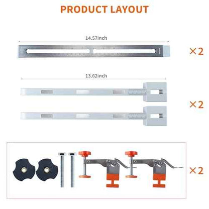 RUITOOL Drawer Slide Jig with Toggle Clamp & Magnetic Arm - Precision Cabinet Drawer Jig Tool with Laser-Engraved Dual-Scale Mark for Mounting Drawer Slide, Fast & Accurate Installation for DIY & Pro