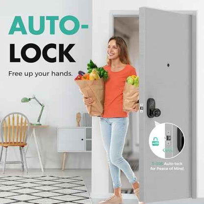 Keypad Smart Door Lock with Knob, Keyless Entry Door Lock, Fingerprint Door Knob for Front Door, Electronic Code, App Remote Control, Easy Installation, Auto Lock,Black