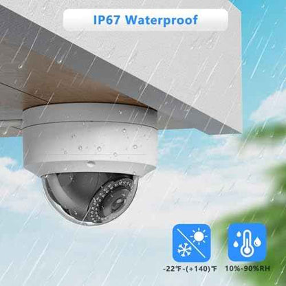 Real HD 5MP Vandal PoE IP Camera Outdoor, 2.8mm Wide Angle, H.265, 65ft IP67 Waterproof, Must Work with a NVR, Does not Work by Itself.