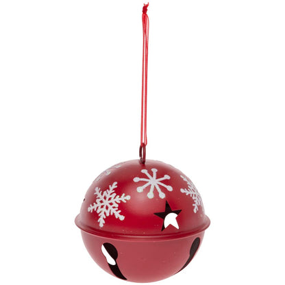 Boston International Christmas Winter Holiday Xmas Bells Tree Ornaments, Set of 3, Red & White