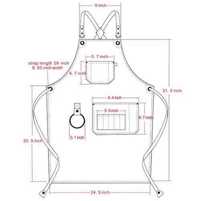 Jeanerlor - Canvas Work Apron with Pockets Cross Back Straps Design Up to XXXL