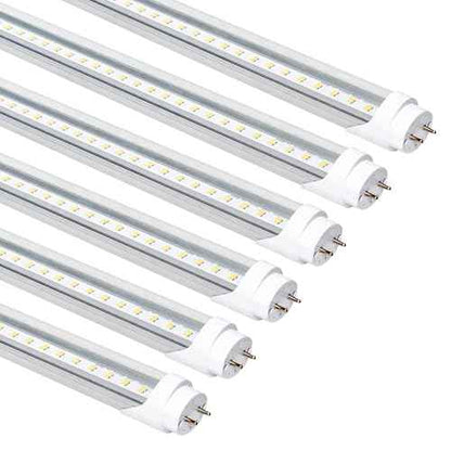 Fluorescent Light Bulbs 48 inch,T8 LED Bulbs 4 Foot Type A+B,24W 3200LM 6500K Clear Cover Super Bright,Single and Double End Powered,T8 T10 T12 Fluorescent Bulbs Replacemen(6-Pack)