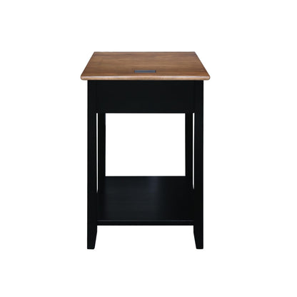 Casual Home Owl Night Stand with USB Port Charging Station and Drawer, 17.5" W x 14.25" D x 24.5" H, Natural Gray