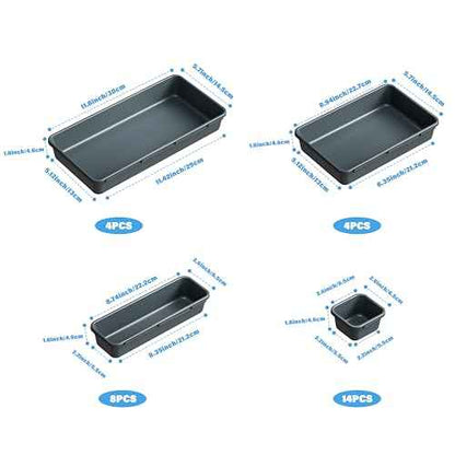 Gonice 30 PCS Black Interlocking Desk Organizer, Plastic Drawer Organizer Tray, Drawer Separator Tray for Office,Bathroom,Kitchen