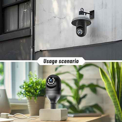 Light Bulb Security Camera 5G WiFi 2K Light Socket Security Cameras Wireless Outdoor EseeCloud, 360 Screw in Sight Bulb Motion Detection Siren Alarm Lightbulb Camera 2-Way Audio Color Night Vision