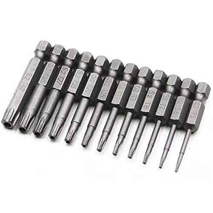 aiyun 12-Piece Security Bits, 2 Inch long S2 Steel Magnetic Security Screwdriver Set, 6 Point Star Driver Bit Set Screwdriver for Shark Vacuum T5-T40 (50mm)