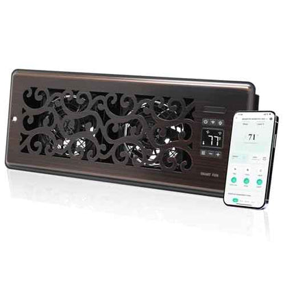 Register Booster Fan for 4" x 12" Register Holes, Quiet Vent Fan Booster with Intelligent Thermostat, Improves Heating Cooling, App Control, 10-Speeds, Charleston Smart Register Vent, ORB