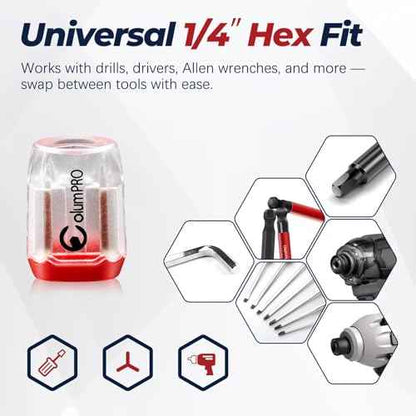 3PCS Magnetic Screw Rings ? Removable Magnetizer Rings for 1/4" Hex Bits, Powerful Rare Earth Neodymium Magnet, Compatible with Screwdrivers, Power Drills & Hex Wrenches