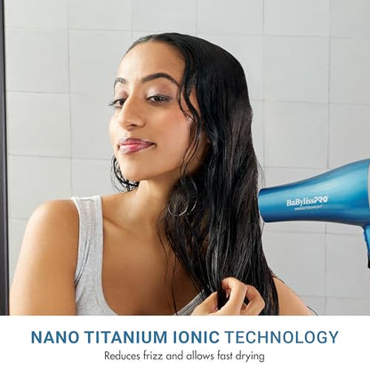 Nano Titanium 2000-Watt Blow Dryer with Concentrator Nozzle, Professional Grade Ionic Corded Styling Tool for Hair