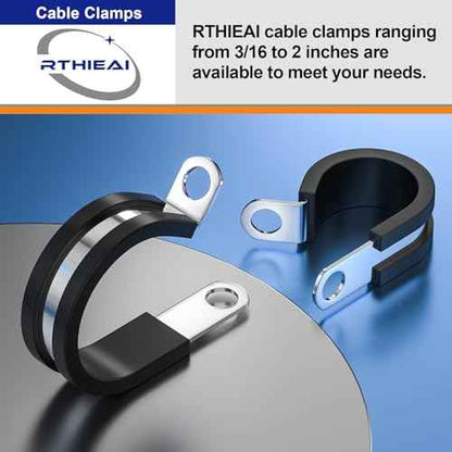 100 PCS 1/2 Inch Cable Clamps - 304 Stainless Steel, Insulated, Hose & Pipe Clamps