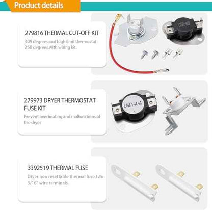 Dryer Heating Element Kit Fit for Maytag Epic z Bravos MED5630HC1 MED5630HC2 MED5630HW1 MED5630HW0 MED5630HW2 MED3500FW1 MED5630HC0 MED5500FW2 MED5500FW1 MEDC700VW0 MED5500FC1 MED5500FC2
