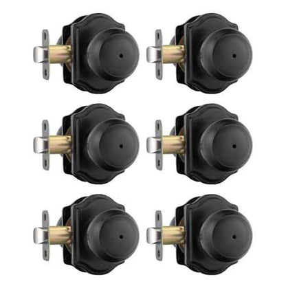 goldenwarm Matte Black Door Knobs Interior, Privacy Door Knob for Bedroom & Bathroom, Black Interior Door Knobs 6 Pack