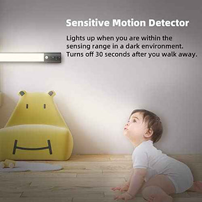 Motion Sensor Cabinet Light 4 Pack- 4200 mAh Battery Operated Rechargeable Closet Lights - Extra-Bright Under Cabinet Lights - Wireless Indoor LED Light Strip - Motion Activated Lighting