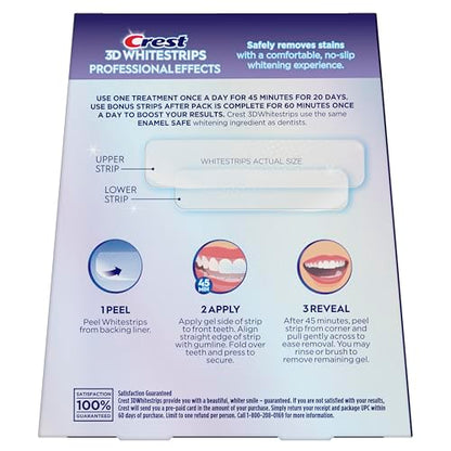 Crest 3D Whitestrips Professional Effects, Whitestrip 3D White, Teeth Whitening Strip Kit, 44 Strips (22 Count Pack), Crest Teeth Whitening Strips, Teeth Whitening Kit