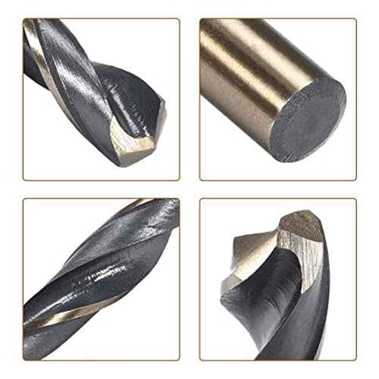 uxcell Straight Shank Twist Drill Bits 10mm Gold Titanium & Black Nitride Coated High Speed Steel (HSS) 4341 with 10mm Shank for Stainless Steel Alloy Metal Plastic Wood